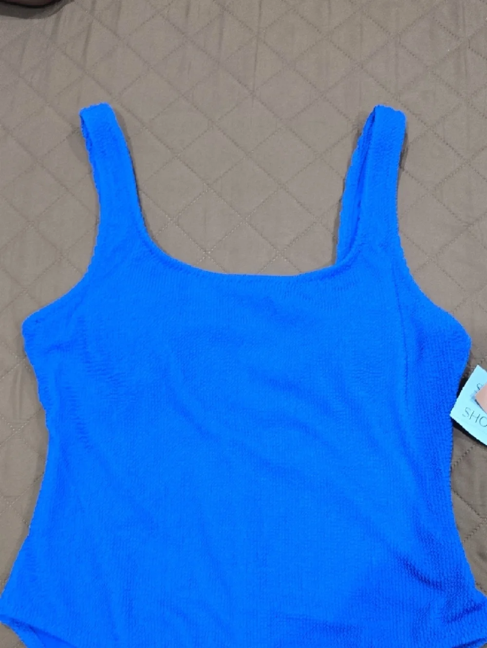 SHADE & SHORE Cobalt Blue Textured One-Piece, Nwt Size Large